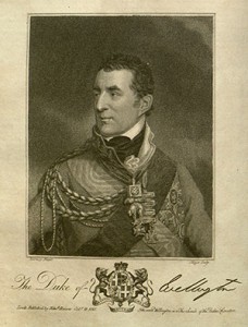 Portrait of Wellington from Baines' History of the Wars of the French Revolution (London, 1817). The word Wellington is a facsimile of the General's signature.