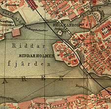 Detail of the map of Stockholm from Baedeker's Norway and Sweden (Leipzig, 1879)