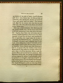 Page from Southey's "Life of Wellington" (Dublin, 1816) describing the moment when Wellington gives the orders that will lead to victory at