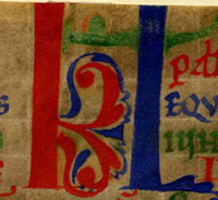 Initials "KL" for "Kalends," decorated with arabesques