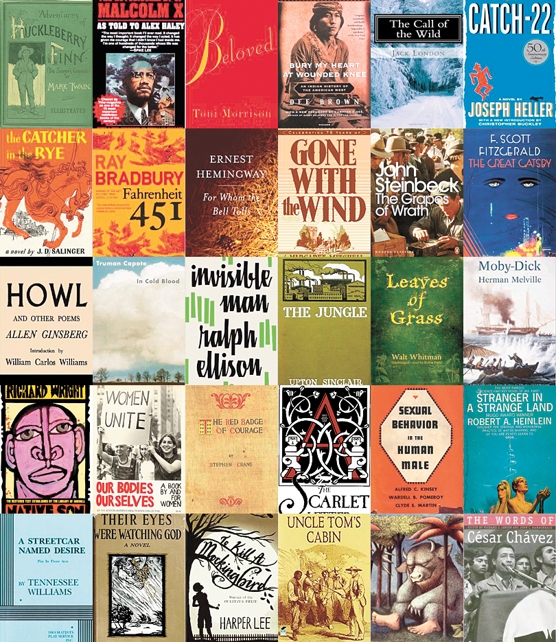 tiled collage of Banned Book covers