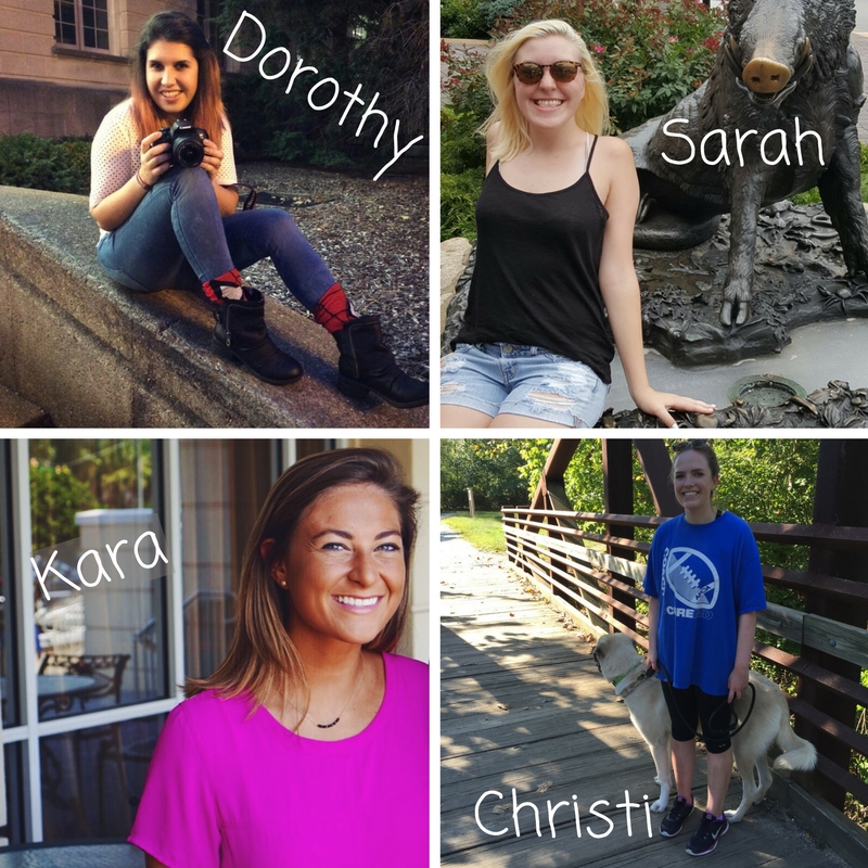 all 4 social media interns profile pictures arranged in a grid with their names: Dorothy, Sarah, Kara, Christi