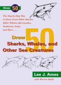 Draw 50 sharks whales, and other sea creature