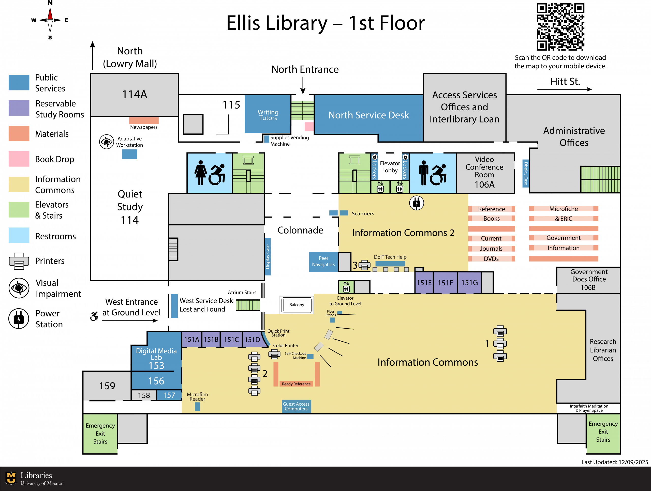 Map of the First Floor of Ellis Library