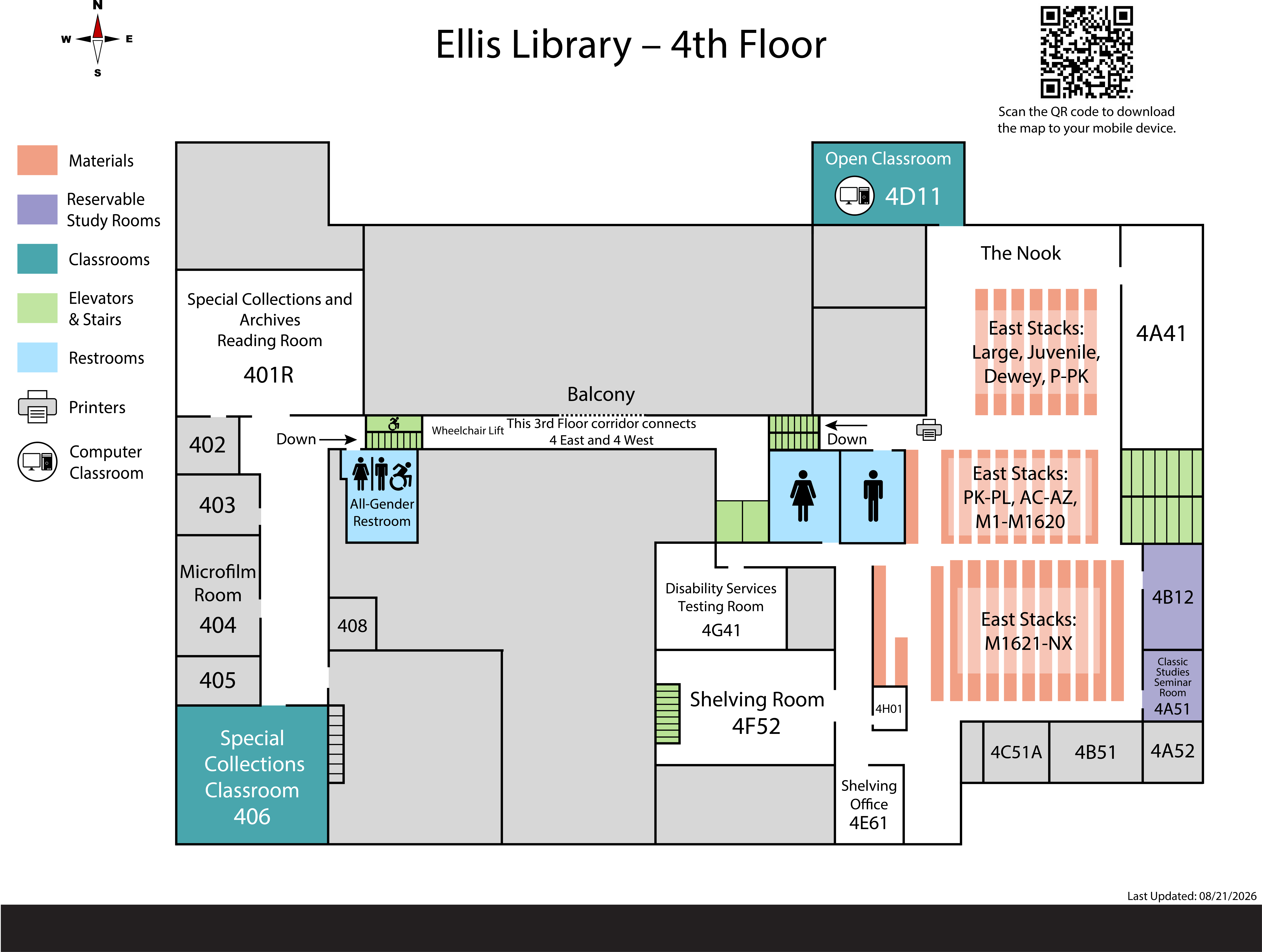 ellis library forth floor map