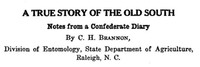 A TRUE STORY OF THE OLD SOUTH: Notes from a Confederate Diary