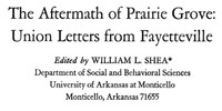 The Aftermath of Prairie Grove: Union Letters from Fayetteville