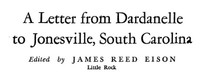 A Letter from Dardanelle to Jonesville, South Carolina