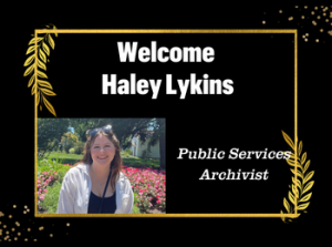 Haley Lykins Appointed Public Services Archivist