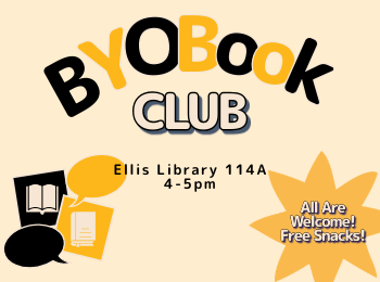 graphic that says BYOBook club; Read what you want, share what you want; Also says all are welcome.