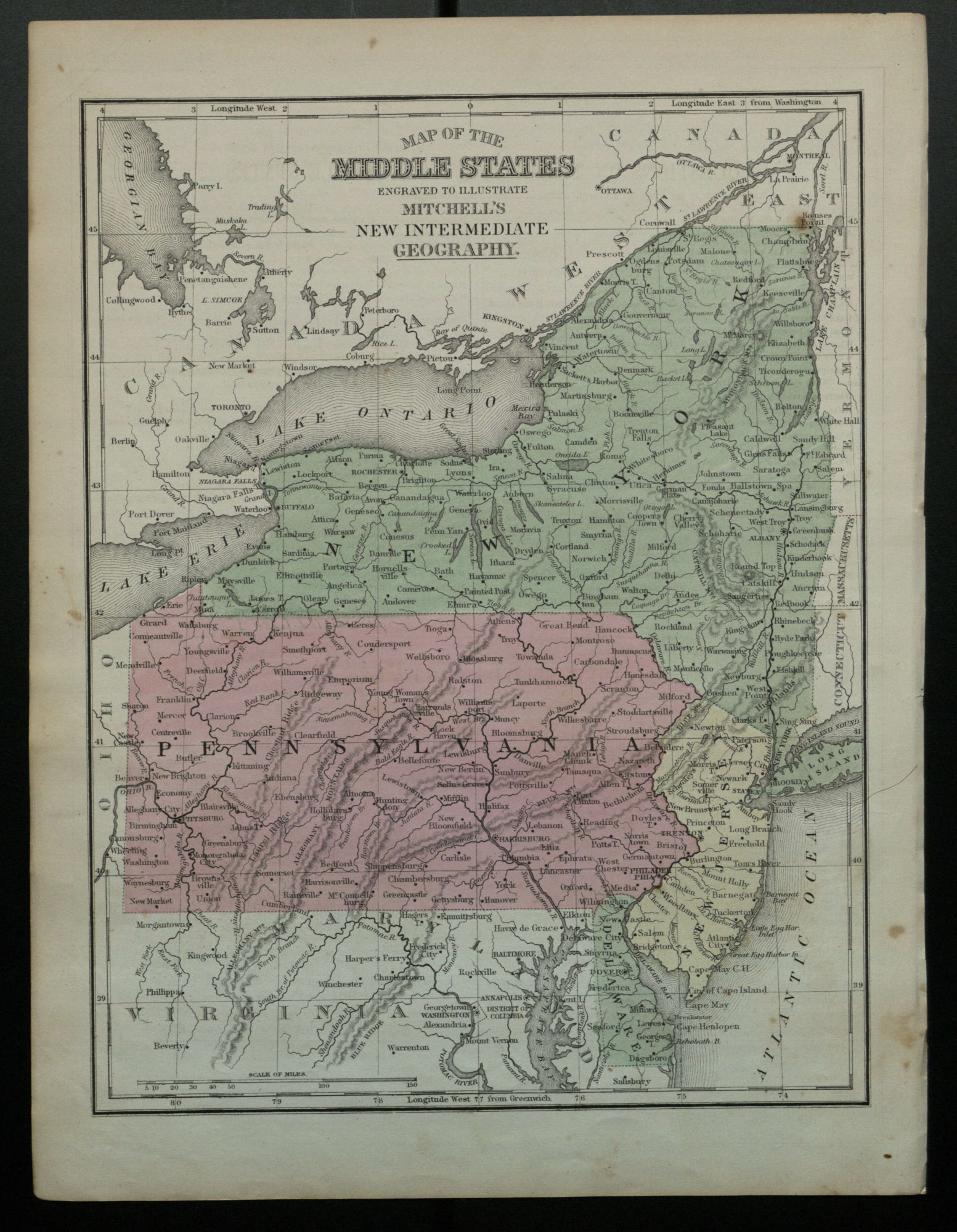 Map Of The Middle States Engraved To Illustrate Mitchells New Intermediate Geographyby 4090