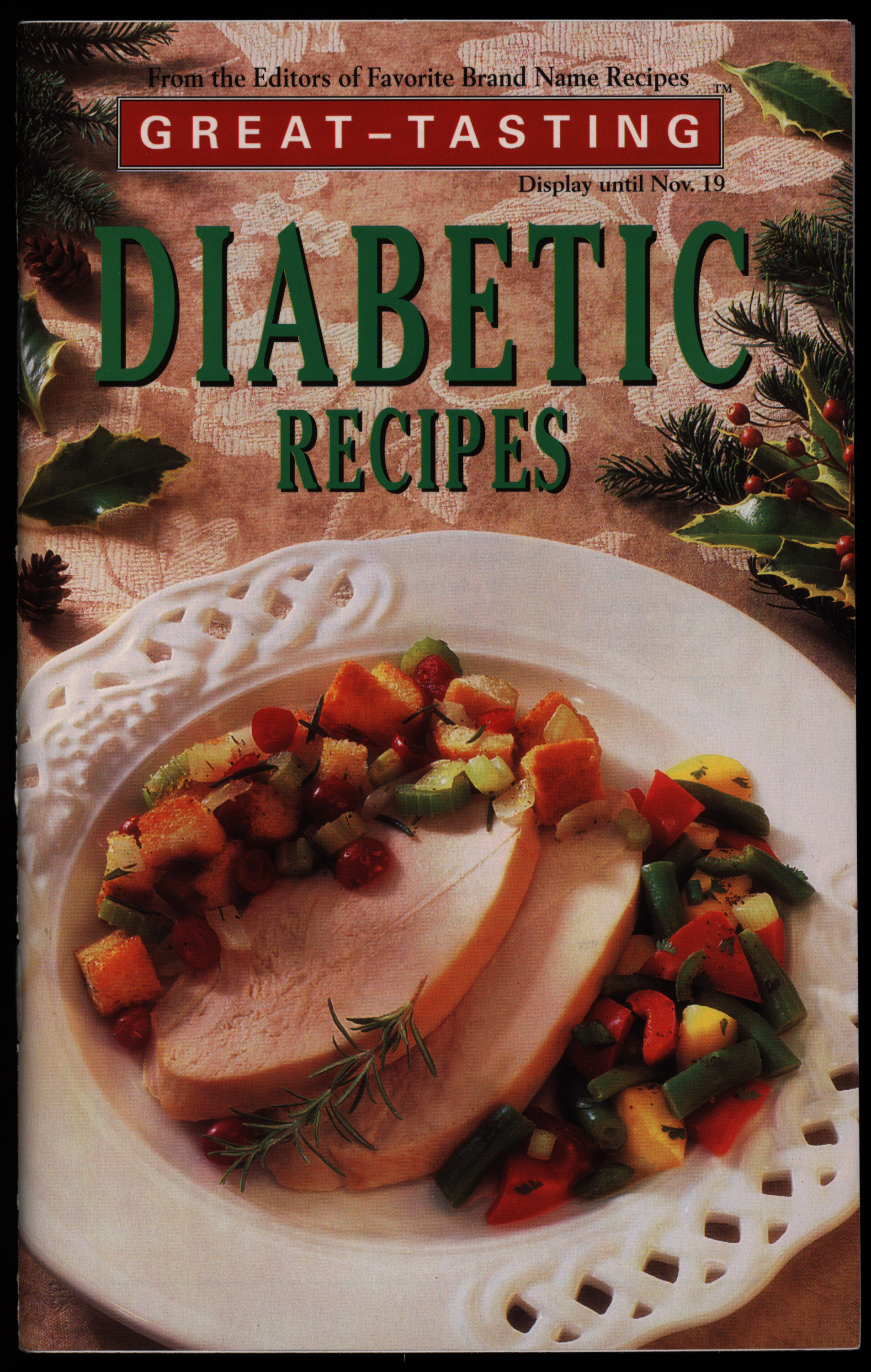 Magazine cover with image of a table with a dinner on the background