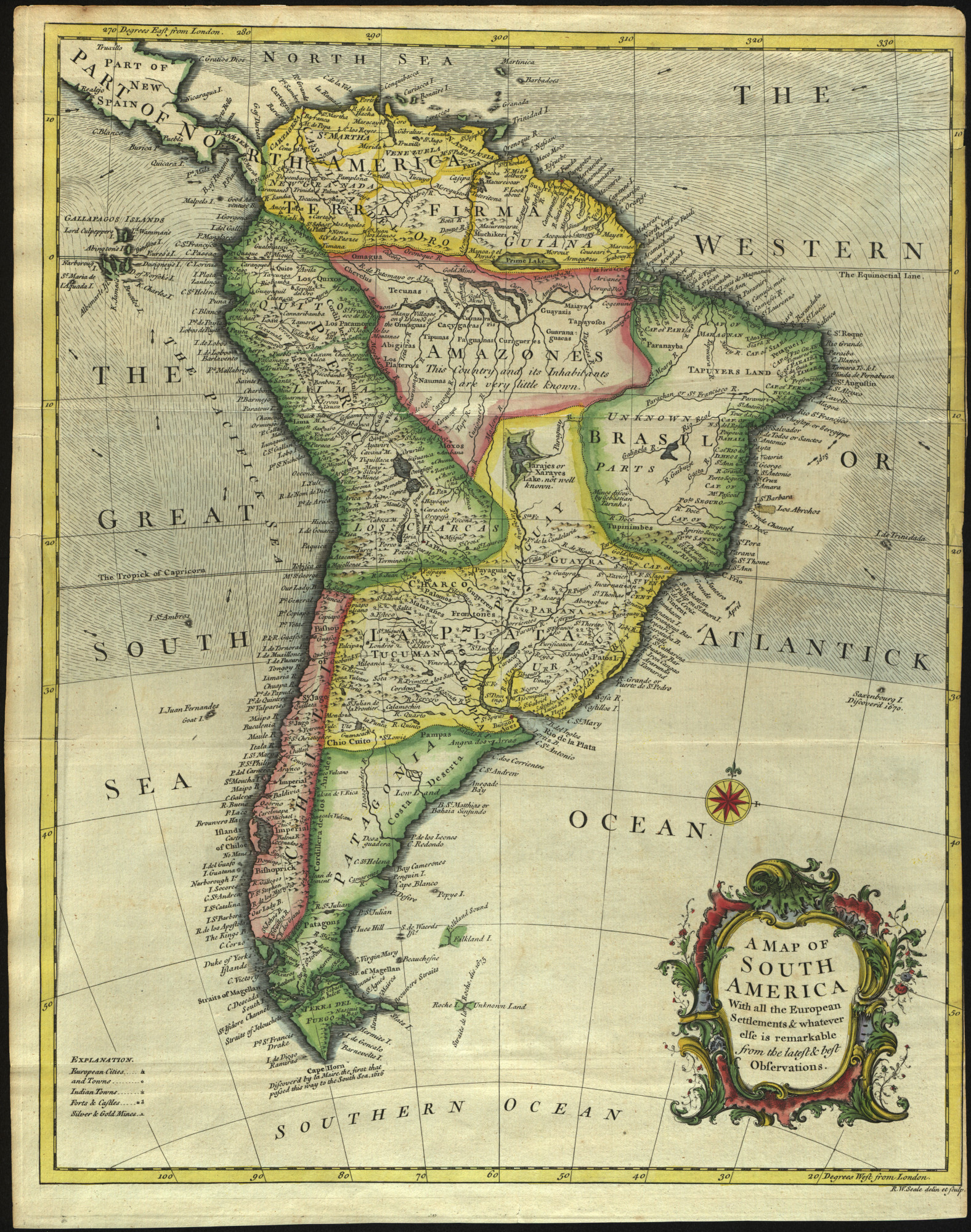 A Map Of South America With All The European Settlements Whatever 