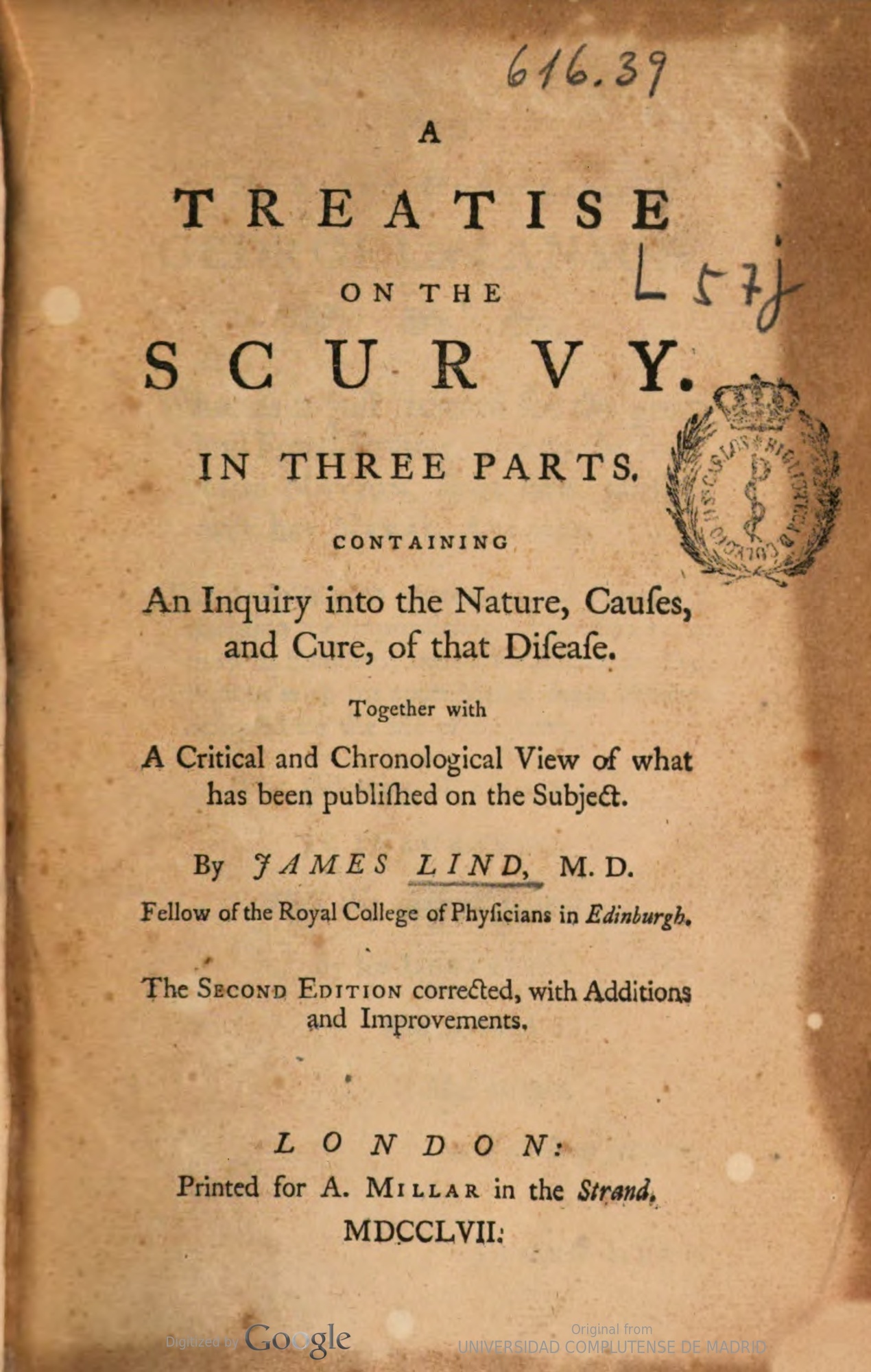 Title page for A Treatise on the Scurvy