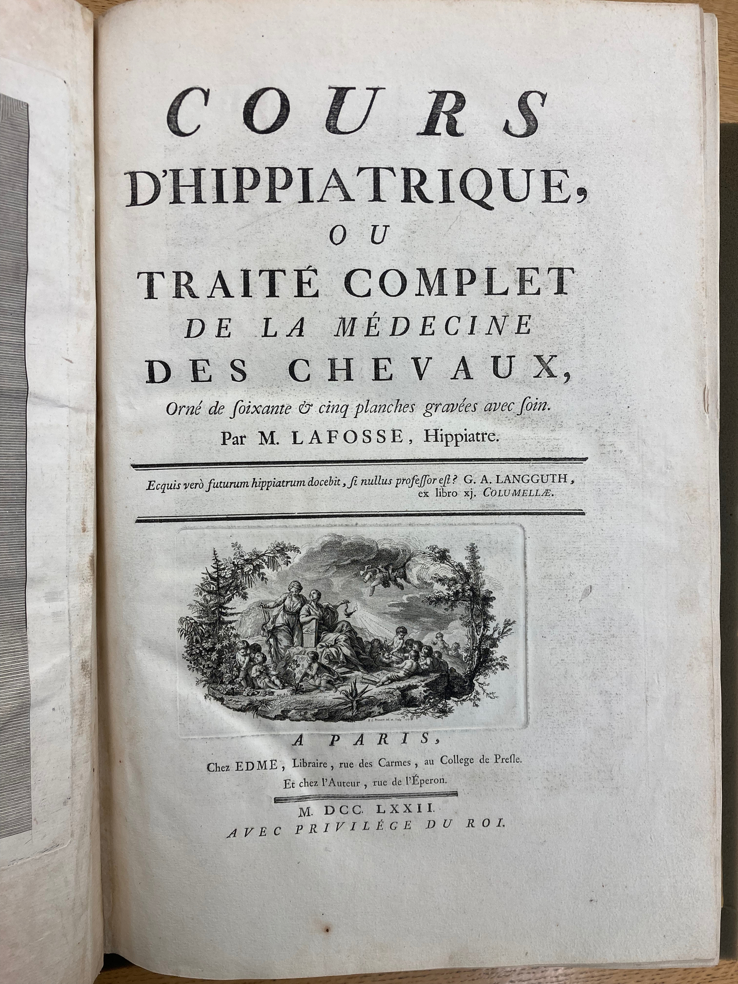 Philippe-Etienne LaFosse, Cours d'hippiatrique, ou Traité complet de la médecine des chevaux (1772) 01.jpeg
