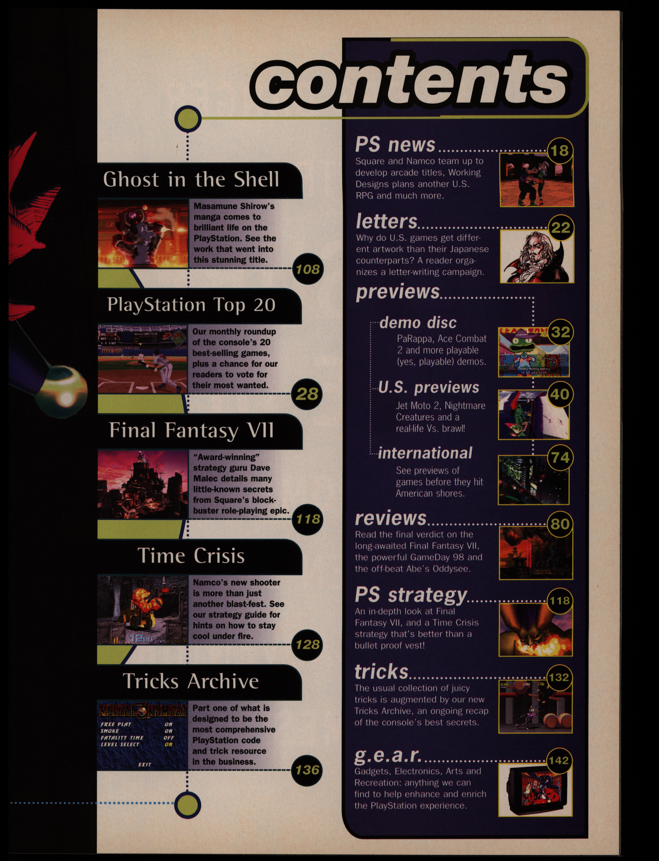 Page with table of contents on white and purple background