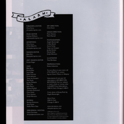 Magazine page with white text over a black rectangle over a white background.