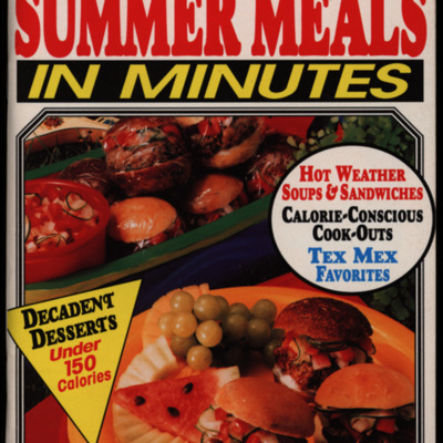Magazine cover with title in large type and image of several food items in the background.