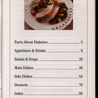 Table of contents page with an image of the cover on top