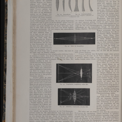 Page of text surrounding a 4 diagrams showing the shapes of lenses and how light passes through lenses
