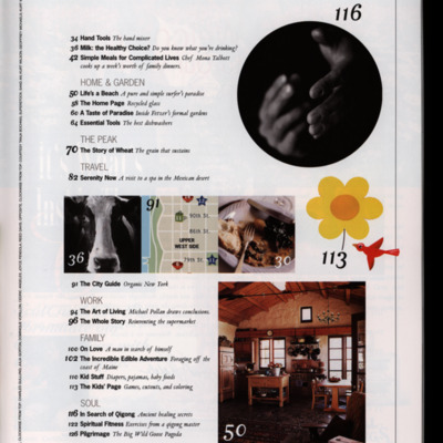 Table of contents page with several images.