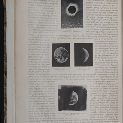Page of text surrounding four photographs of the Moon.