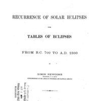 On the recurrence of solar eclipses with tables of eclipses from B.C. 700 to A.D. 2300 