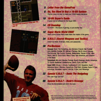 Table of contents page with three images and text over an abstract pink and yellow paint splatter background.