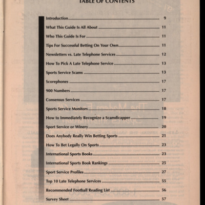 Magazine table of contents page.