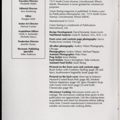 Magazine page with masthead and publishing information