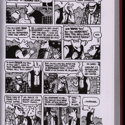 Graphic novel page of two mouse people having an argument