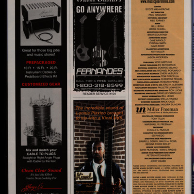 Magazine page with masthead and ads in a three-column layout.