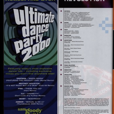 Page with music ad on the left and masthead on the right
