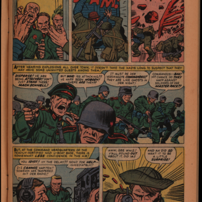Comic book page of American soldiers fighting German soldiers
