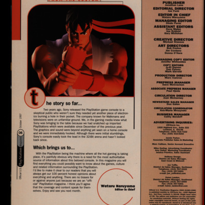 Page with text, image of a male video game character, and masthead.