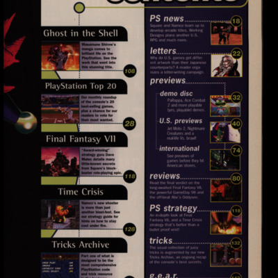 Page with table of contents on white and purple background
