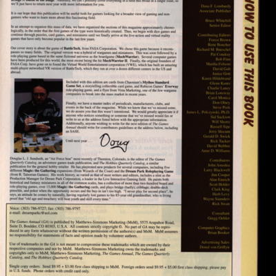 Copyright information and letter from the editor. 