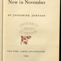 Now in November / by Josephine Johnson.