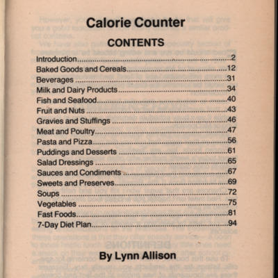 Page with table of contents and author information