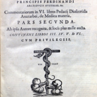 Commentarii, in sex libros Pedacii Dioscoridis Anazarbei, De medica materia 