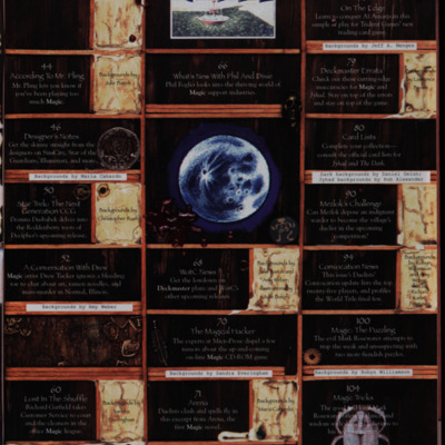 Magazine page with three columns in a grid pattern, text, and images of several maps and a planet.