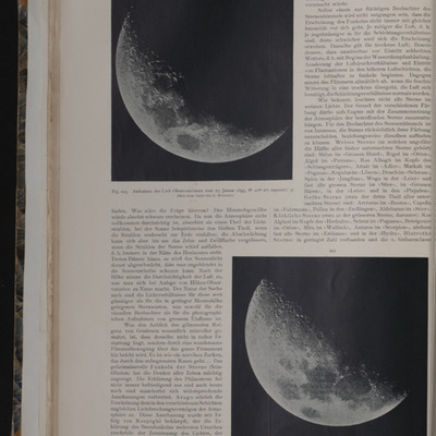 Page of text surrounding two photos of the Moon