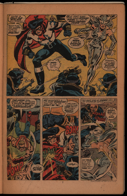 Comic book page of the Spirit of 76' and other British superheroes fighting Nazi soldiers
