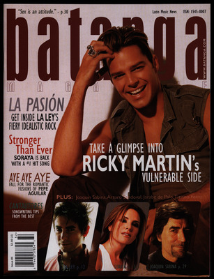 Magazine cover with bold type and an image of singer Ricky Martin.