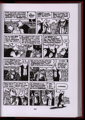 Graphic novel page of two mouse people having an argument
