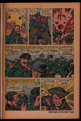 Comic book page of American soldiers fighting German soldiers